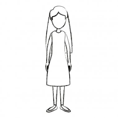 bulanık siluet karikatür tam vücut meçhul kadın uzun saçlı ve giyinmiş