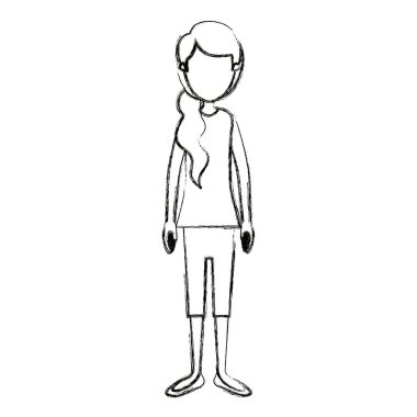 bulanık siluet çizgi film tam vücut meçhul kadın at kuyruğu uzun saçlı