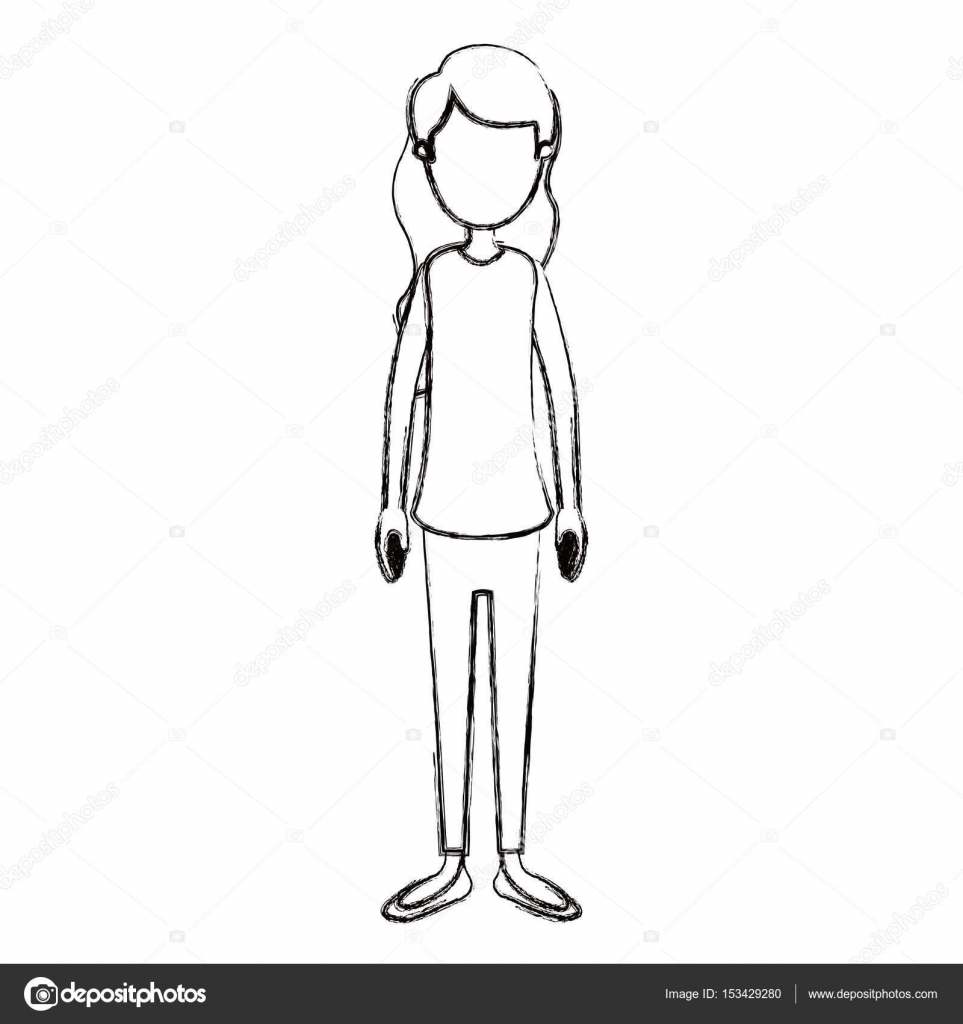 Download Blurred silhouette cartoon full body faceless woman with ...