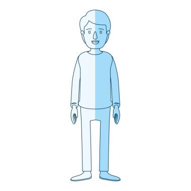 mavi siluet gölgelendirme çizgi film tam vücut adam saç ve giyim