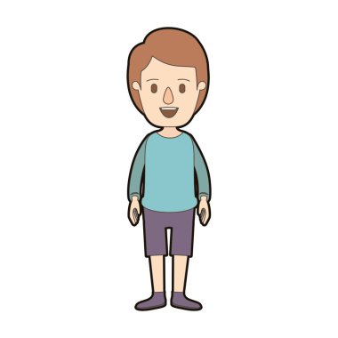 açık renkli karikatür kalın kontur tam vücut adam önüne bakarak saç modeli ile