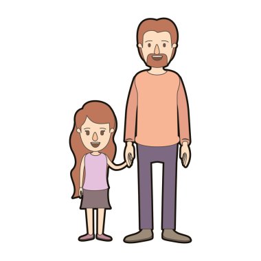 açık renkli karikatür kalın kontur tam vücut adam kızla el ele
