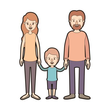 açık renk karikatür kalın kontur familya olup, anne ve küçük çocuk el ele