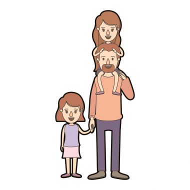 açık renkli karikatür İngitere arka ve eller alınan kız kalın kontur baba