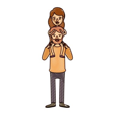 renk mum boya şerit çizgi film bıyık ve sırtında kız babasıyla sakallı