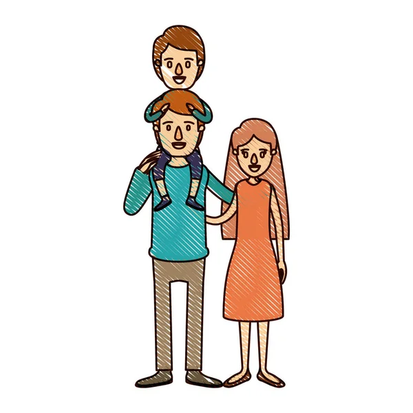 renk mum boya şerit çizgi film aile anne ve babanın sırtında çocukla