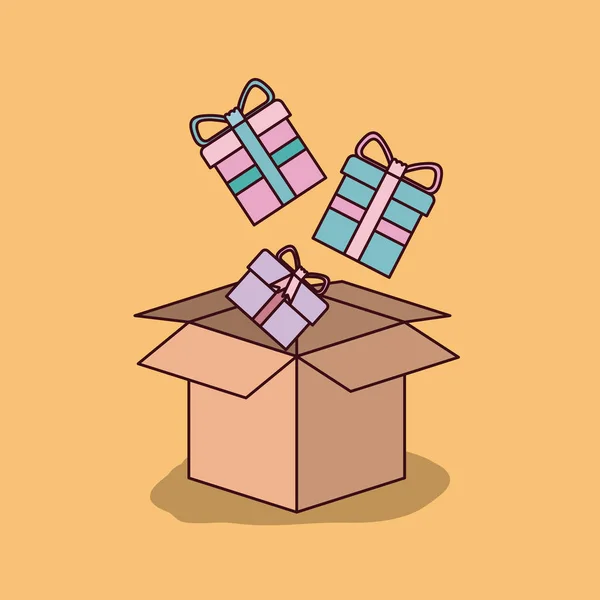 Karton kutu ve hediye kutuları buğday rengi arka plan — Stok Vektör