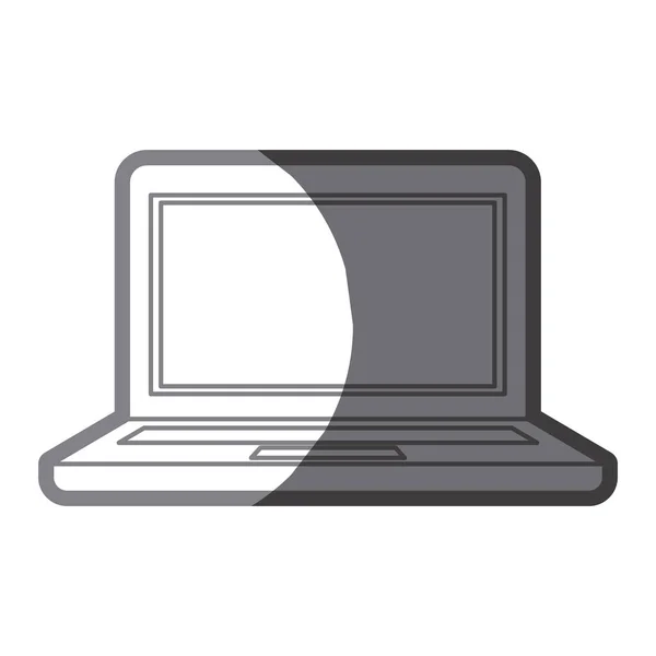 Szürkeárnyalatos silhouette a laptop számítógép — Stock Vector