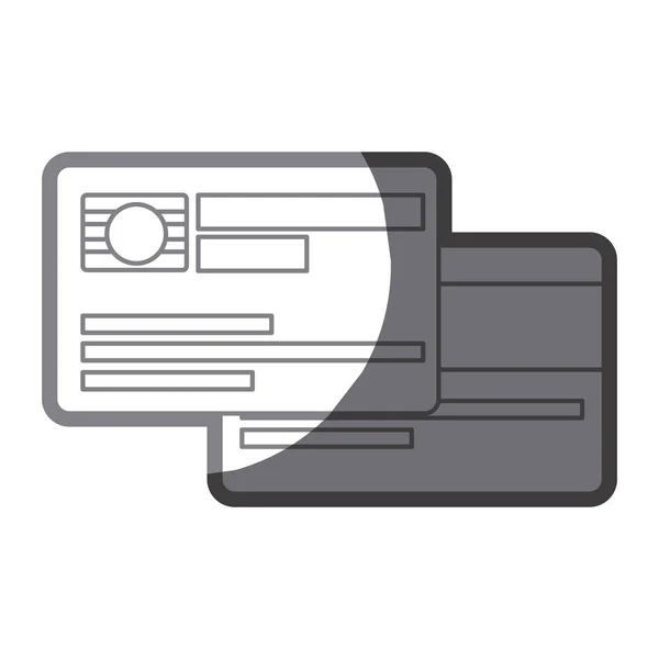 チップを搭載したクレジット カードのグレースケール シルエット — ストックベクタ