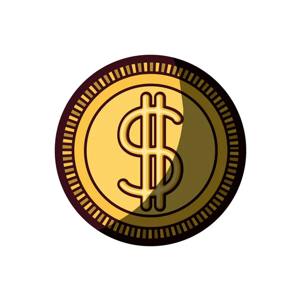 Fondo blanco con icono de moneda de dinero y contorno grueso — Vector de stock