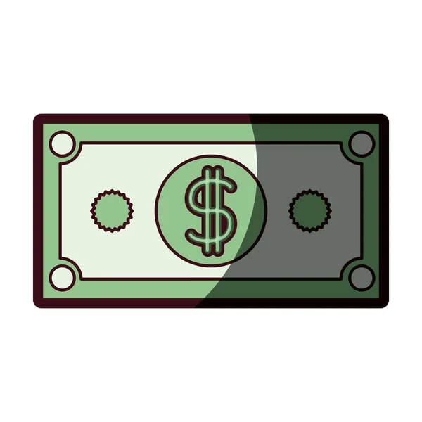 Silhouette colorée de billet de dollar avec contour épais — Image vectorielle