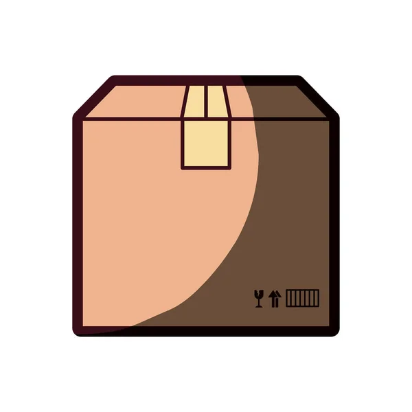 Χρώμα σιλουέτα με κουτί από χαρτόνι που σφραγίζονται με παχύ περίγραμμα — Διανυσματικό Αρχείο