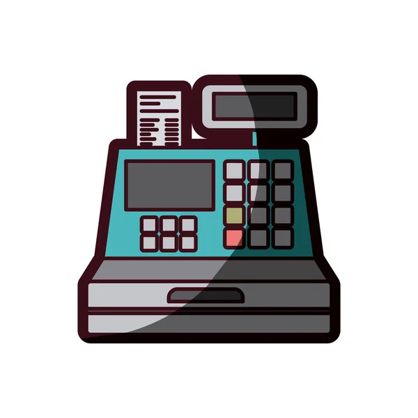 Color silhouette with cash register with thick contour — Stock Vector