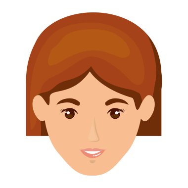 kadın yüz ve Kızıl saçlı kısa saç stili ile gülümseyen, beyaz arka plan