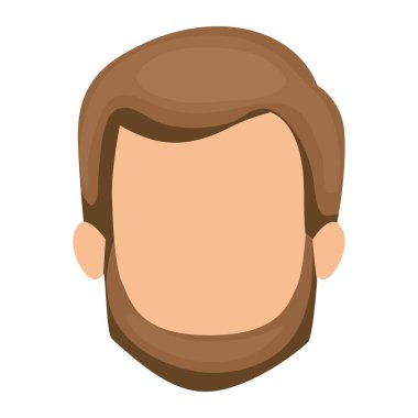 yüzü olmayan adam Kahverengi saç ve sakal ve bıyık olmadan beyaz arka plan