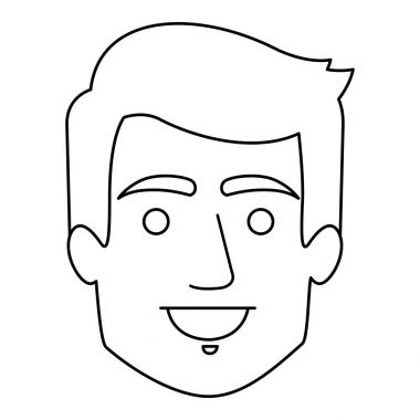 adam yüz kısa saç stili ile gülümseyen tek renkli dağılımı