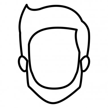 yüzsüz genç adam kısa saç ve sakal ve bıyık olmadan tek renkli kontur