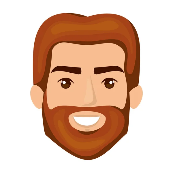 Fondo blanco de cara de hombre sonriente con pelo rojo y barba — Vector de stock