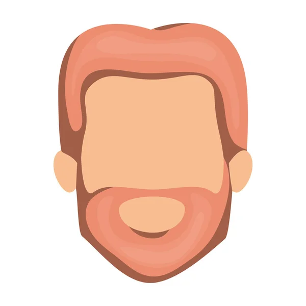 Fondo blanco del hombre sin rostro con pelo rojo y barba — Vector de stock