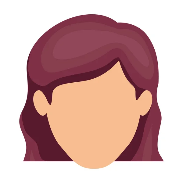 Fundo branco de mulher sem rosto com cabelo ondulado violeta — Vetor de Stock