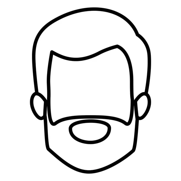 Monochrome contour of faceless elderly man with short hair and beard — Stock Vector