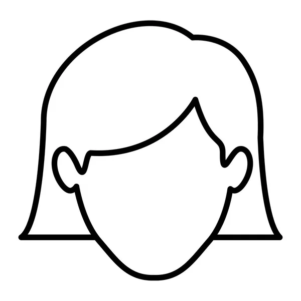 单色轮廓的头发长到领口不露面的女人 — 图库矢量图片