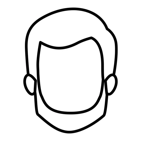 Μονόχρωμη περίγραμμα του απρόσωπου ανθρώπου με κοντά μαλλιά και γένια και χωρίς μουστάκι — Διανυσματικό Αρχείο