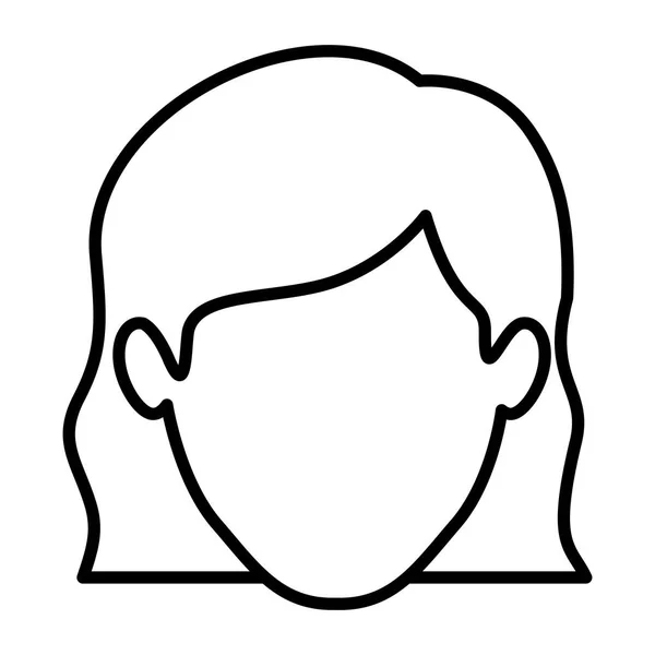 Contorno monocromo de la mujer sin rostro con el pelo corto ondulado — Vector de stock