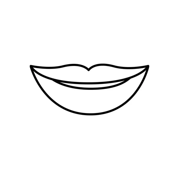 Contorno monocromatico di labbra sorridenti — Vettoriale Stock