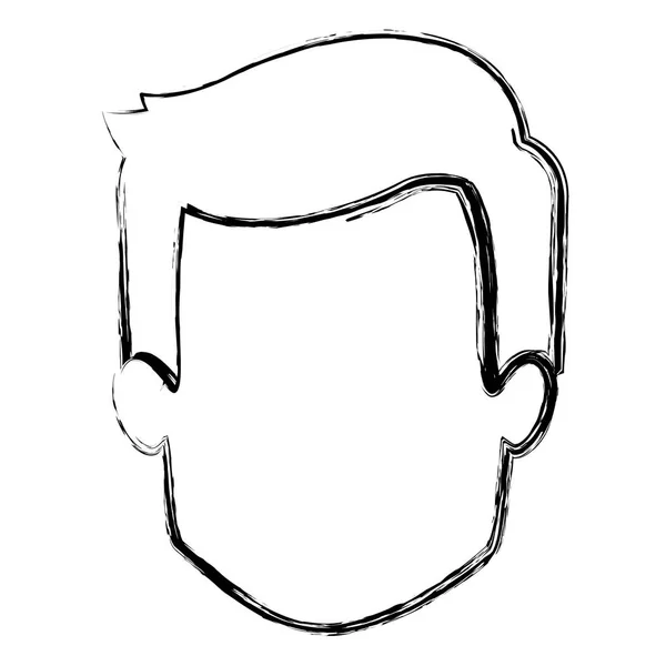 Silhouette floue monochrome de l'homme sans visage avec coiffure courte — Image vectorielle