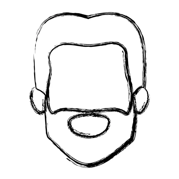 Monochrom verschwommene Silhouette eines gesichtslosen Mannes mit kurzen Haaren und Bart — Stockvektor