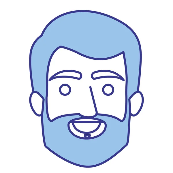 Silhouette bleue de jeune homme aux cheveux courts et à la barbe — Image vectorielle