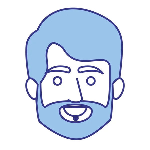 Silhouette bleue de vieil homme aux cheveux courts et la barbe — Image vectorielle