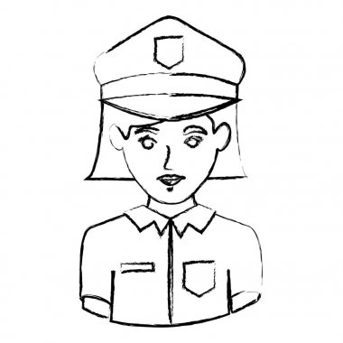 kadın polis yarım vücut ile siyah beyaz bulanık dağılımı