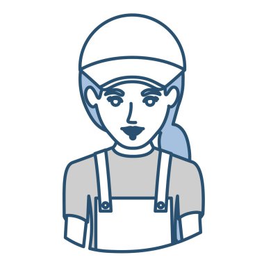 Teslimat kadın yarım vücudu ile mavi siluet