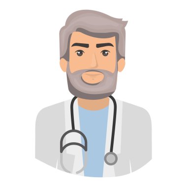 Sakallı doktor renkli portre yarım vücut