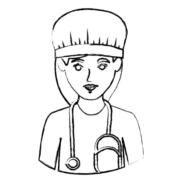 Fekete-fehér homályos kontúr, fele mennyiségű nővér — Stock Vector