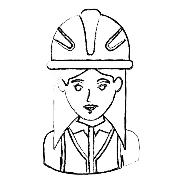 单色的模糊的轮廓与下半身的女建筑师戴头盔 — 图库矢量图片