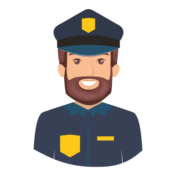 Colorful portrait half body of bearded policeman — Stock Vector