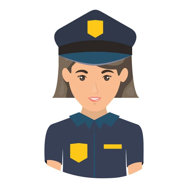 Barevný portrét polovinu těla policistka — Stockový vektor