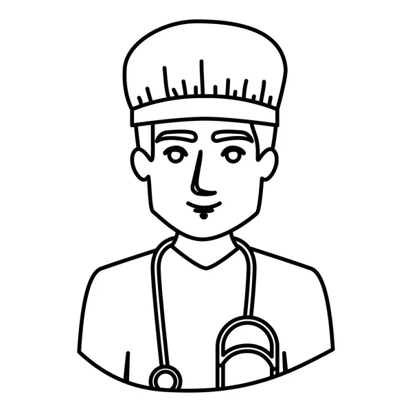 โมโนโครมครึ่งร่างกายของพยาบาลชาย — ภาพเวกเตอร์สต็อก