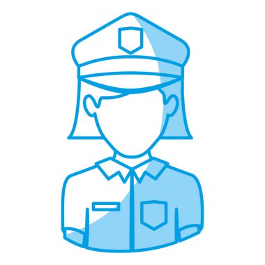 meçhul kadın polis yarım vücut ile mavi siluet