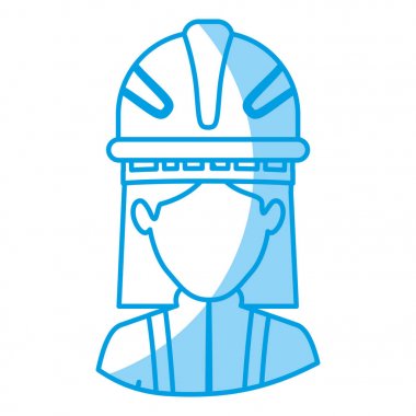 meçhul kadın itfaiye eri ve yarım vücut ile mavi siluet