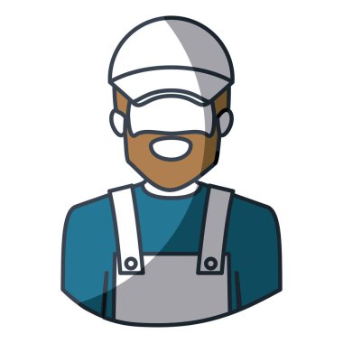 renk siluet ve kalın kontur meçhul sakallı teslimatçı yarım vücut