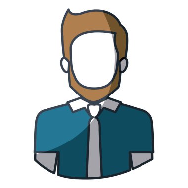 renk siluet ve kalın kontur meçhul sakallı adam gömlek ve kravat ile yarım vücut