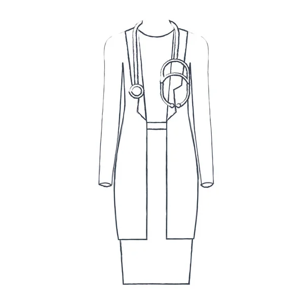 Fekete-fehér homályos sziluettje ruházat női orvos — Stock Vector