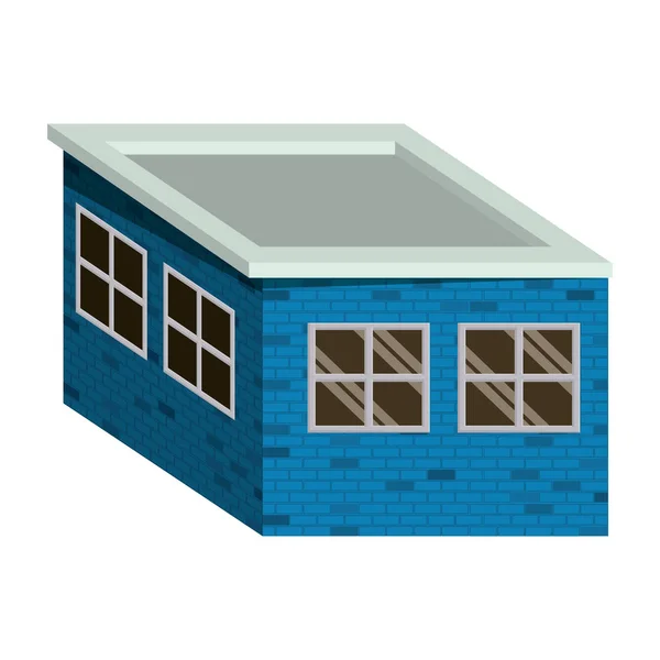 Farbenfrohes, bildrealistisches Gebäude mit Ziegelfassade aus einem Stockwerk — Stockvektor