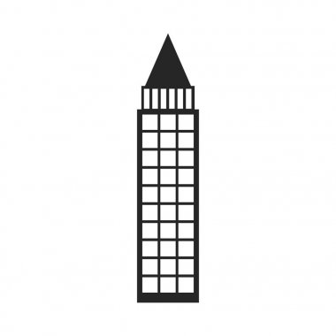 Cusp'ın üçgeni ile gökdelen inşaat siluet siyah beyaz