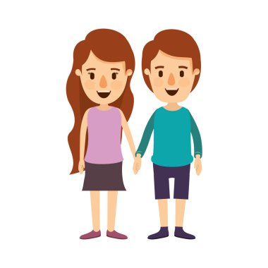 renkli resim karikatür Önden Görünüm tam vücut çift casual giyim