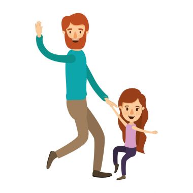 renkli resim karikatür sakallı babasıyla dans kızı